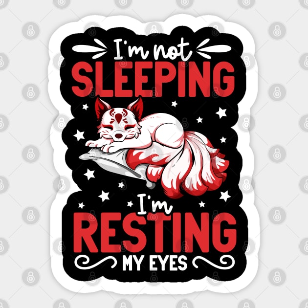 Kitsune - I'm not sleeping I'm resting my eyes Sticker by Modern Medieval Design